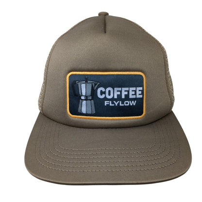 Coffee Flylow Snapback Trucker Hat Brown OSFM Adjustable Mesh Back Home Grown