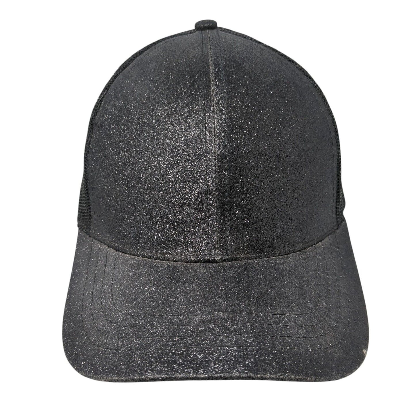 Unbranded Strapback Mesh Back Trucker Hat Ponytail Gray One Size Sparkly