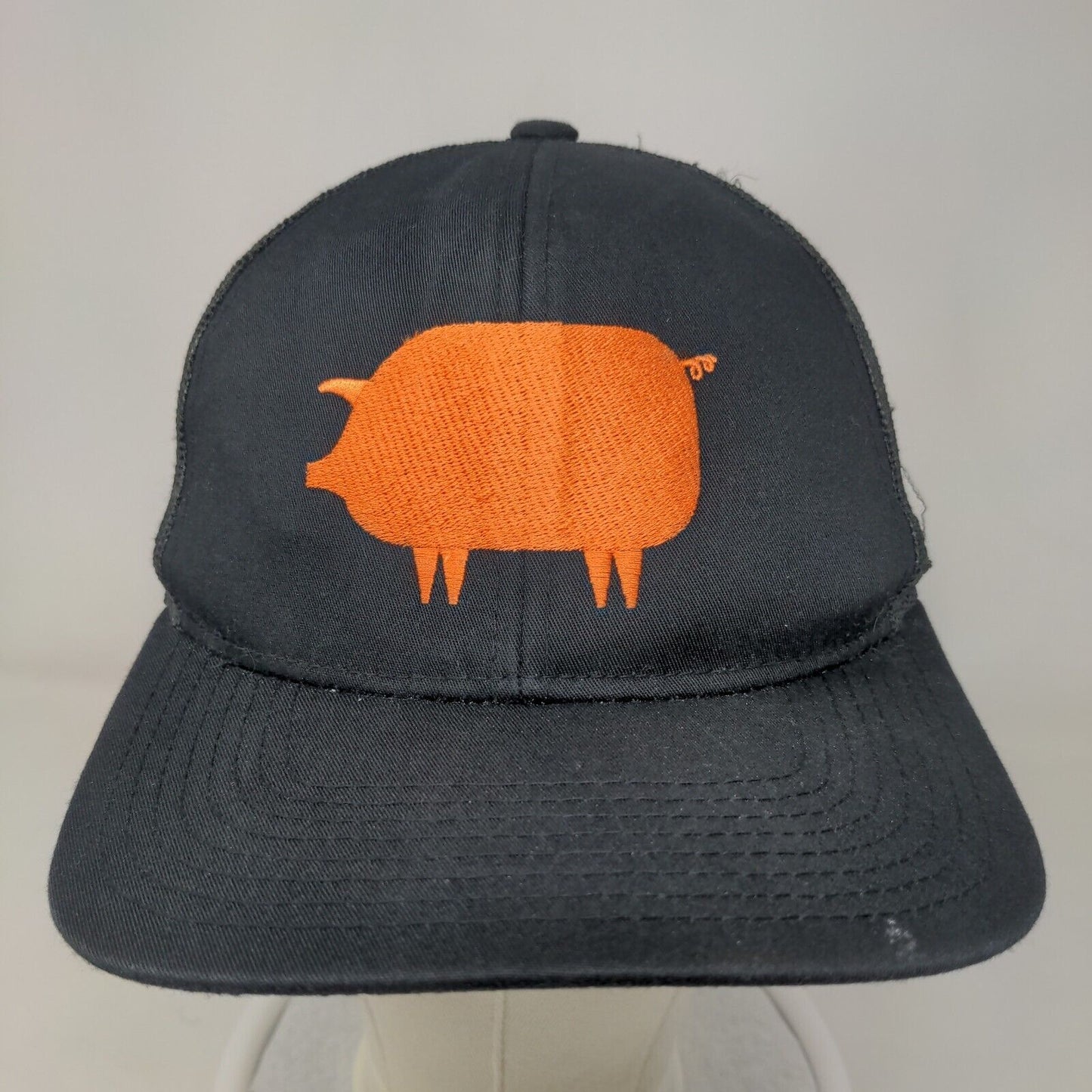 Pacific Headwear Snapback Hat One Size Black Mesh Back Embroidered Pig Pork Logo