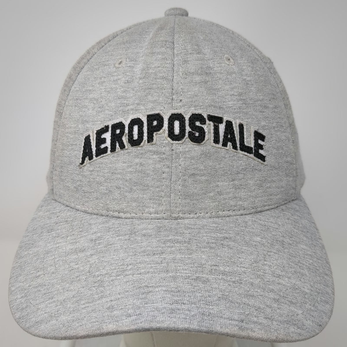 Aeropostale Baseball Cap Gray M Arched Logo Jersey Stretch Fit Embroidery hat