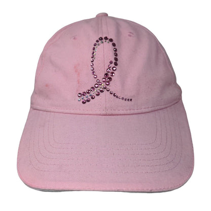 Breast Cancer Awareness Pink Ribbon Bling Strapback Hat Pink One Size