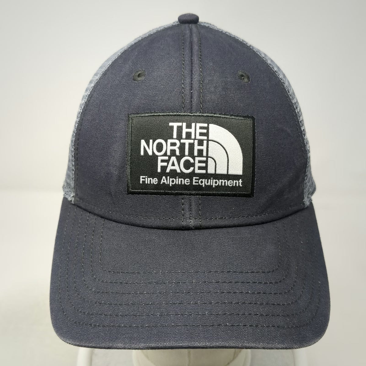 The North Face Trucker Hat Gray One Size Mesh Back Snapback Logo Patch Alpine