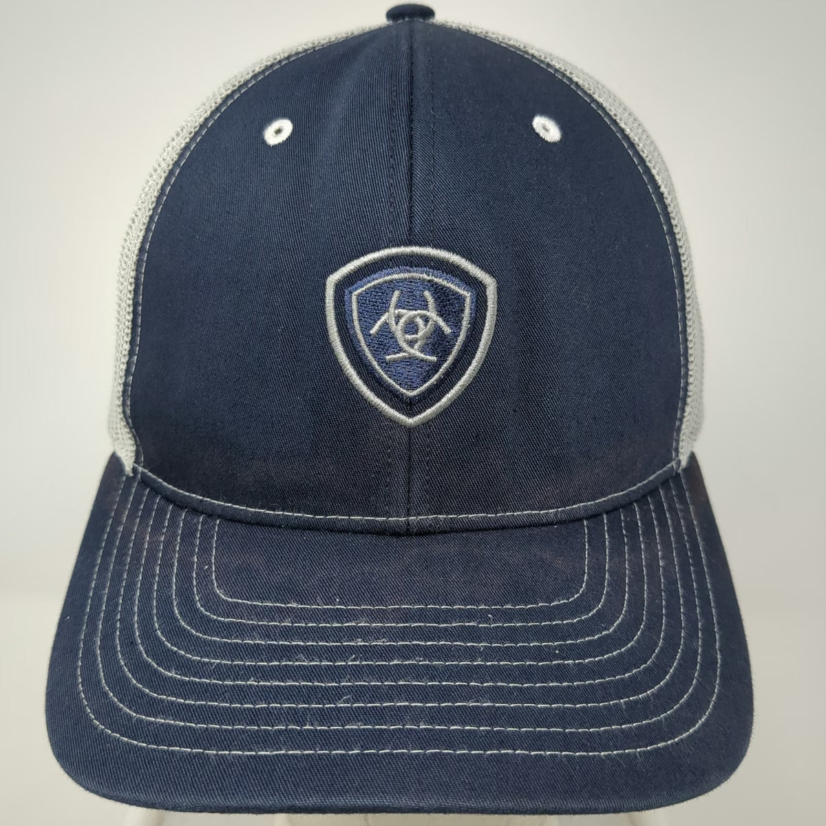 Ariat Trucker Hat Blue Gray One Size Mesh Snapback Richardson 112 Shield Logo