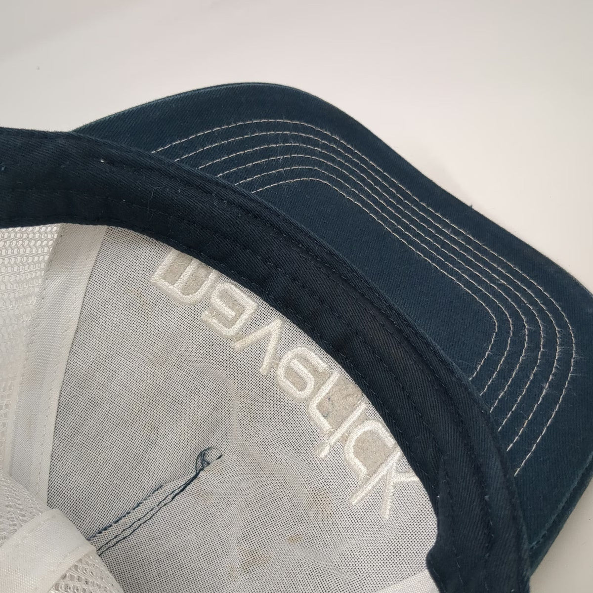 Green Devil Trucker Hat Blue White One Size Maverick Air Bump Cap Mesh Snapback