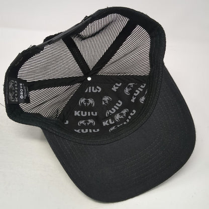 KUIU Trucker Hat Black One Size Mesh Back Snapback Ram Logo Patch Hunting Cap