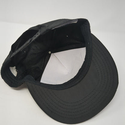 Unbranded Snapback Hat Black One Size Adjustable 6 Panel Vented Holes Polyester