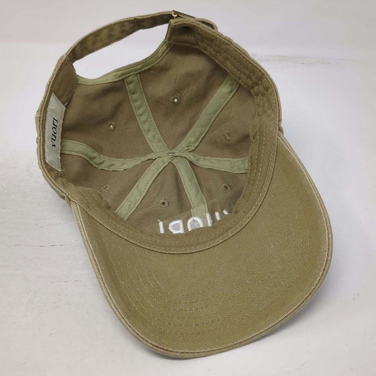 Vuori Baseball Cap Brown White One Size Slideback Strap Embroidered Logo Hat
