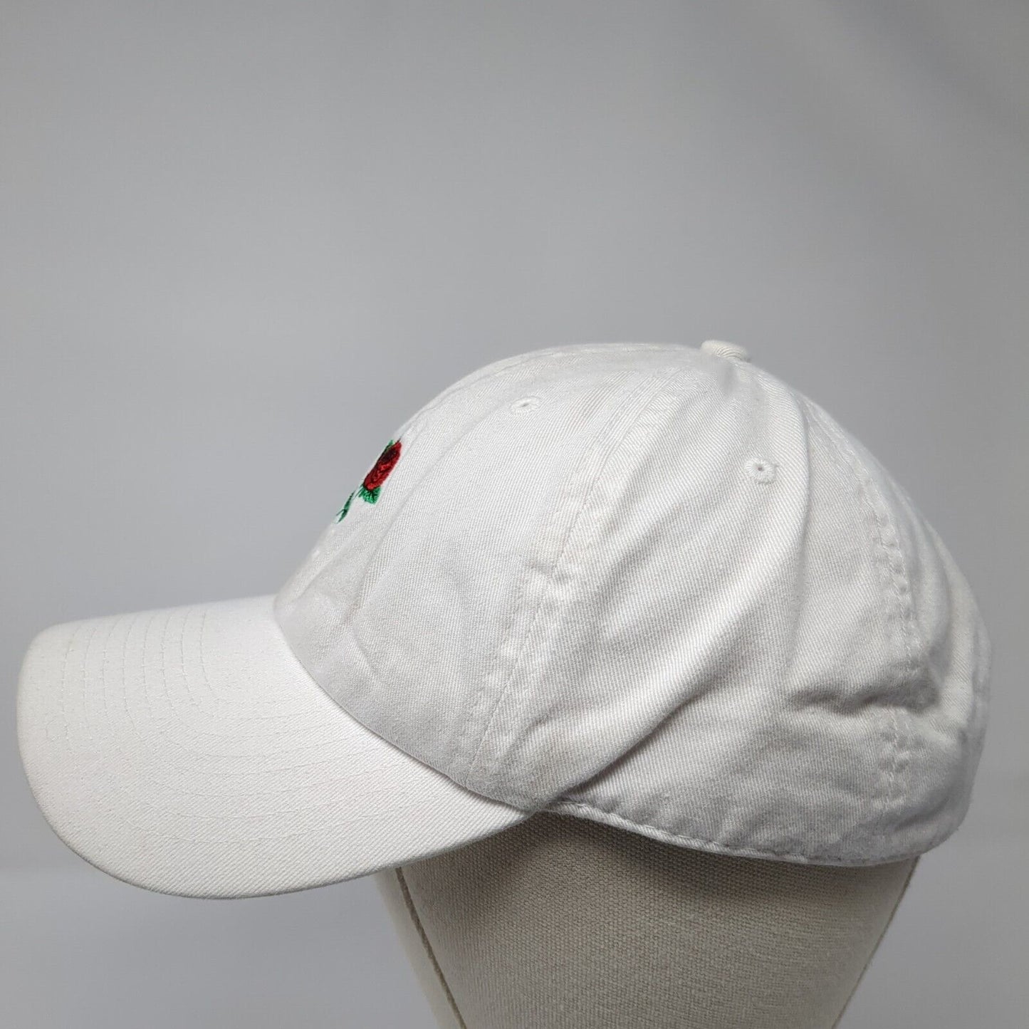 Rose Slideback Hat White One Size Adjustable Embroidered KB ETHOS Vintage