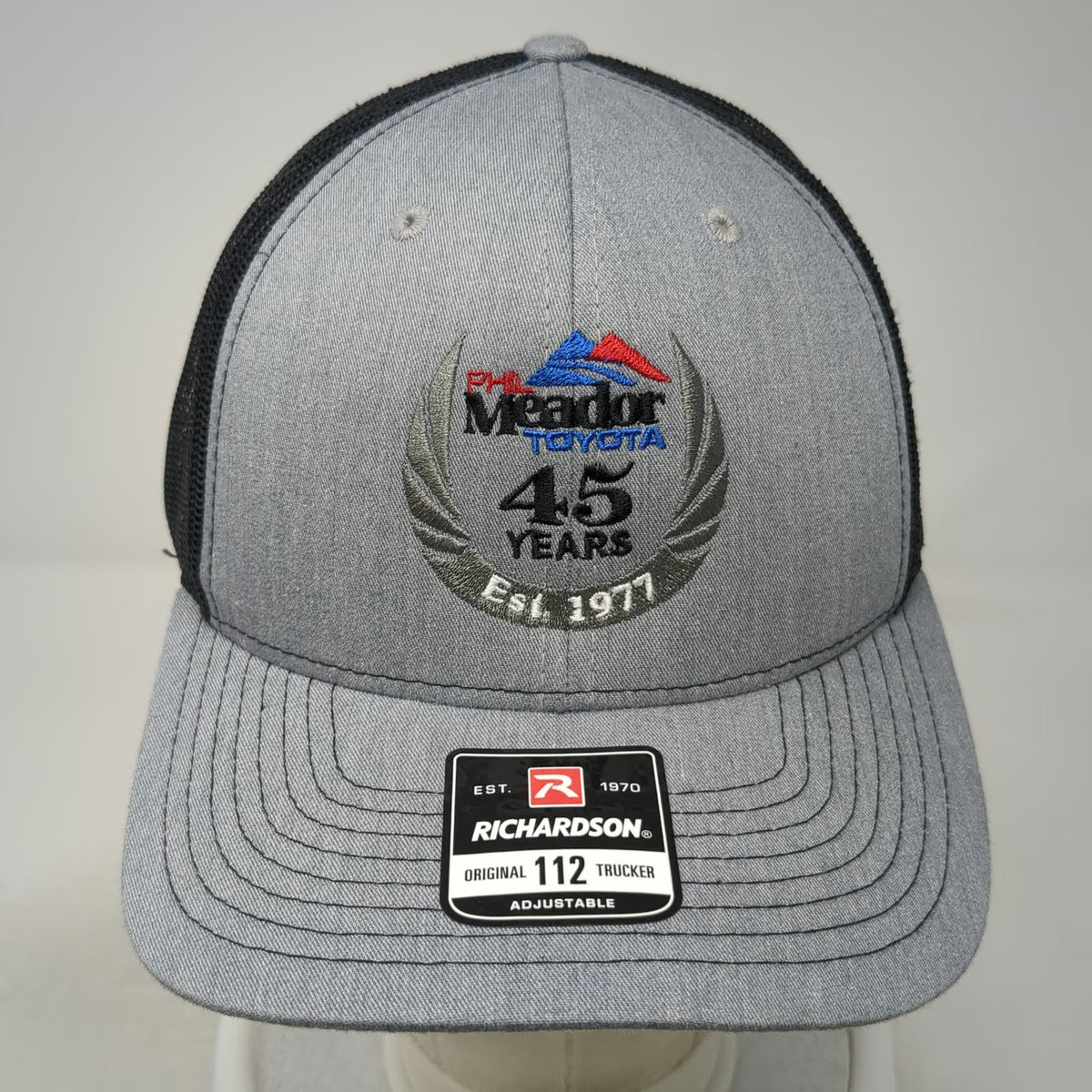 Richardson 112 Trucker Hat Gray One Size Phil Meador Toyota 45 Years Snapback