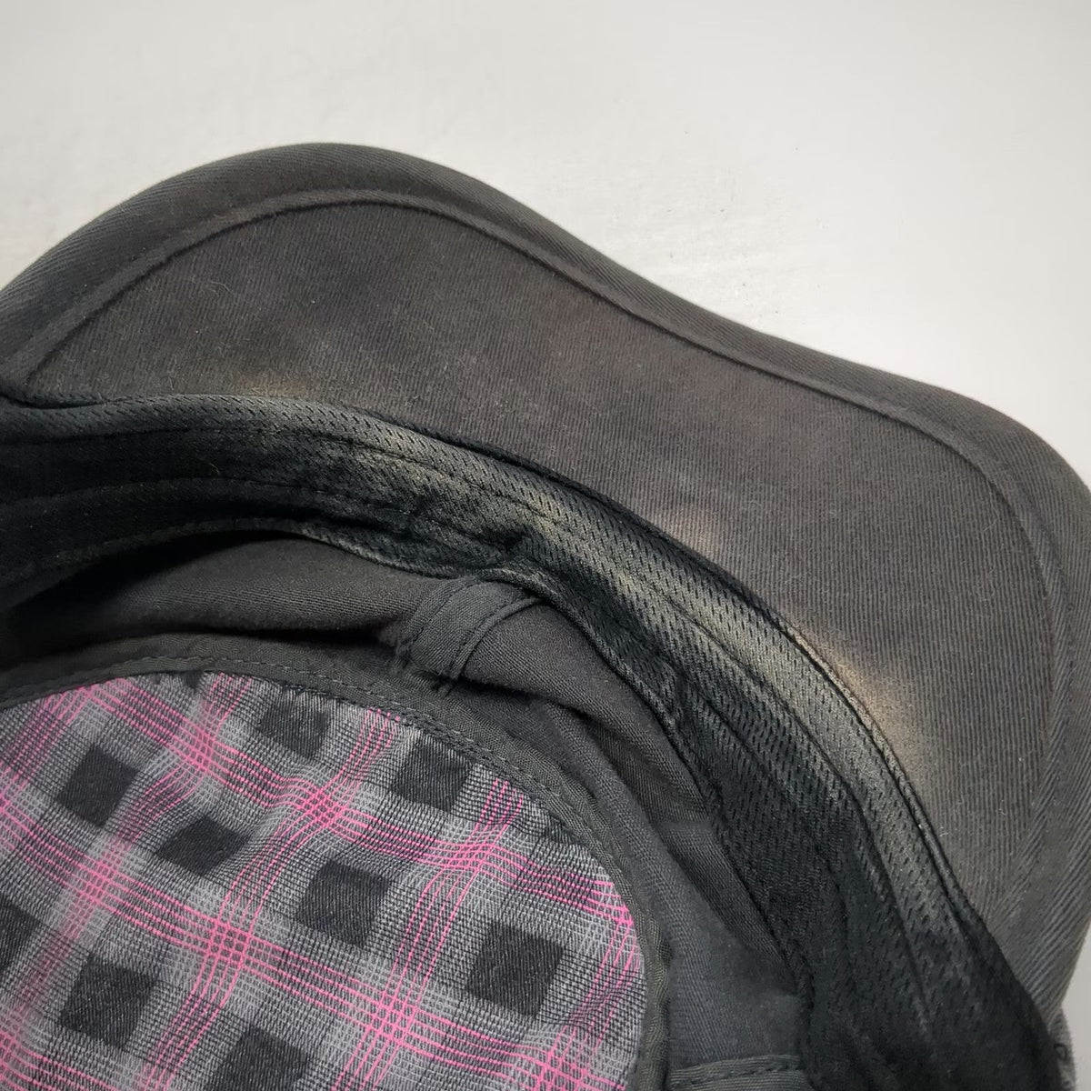 Adidas Army Cap Gray One Size Slideback Plaid Lining Pink Logo Adjustable Hat