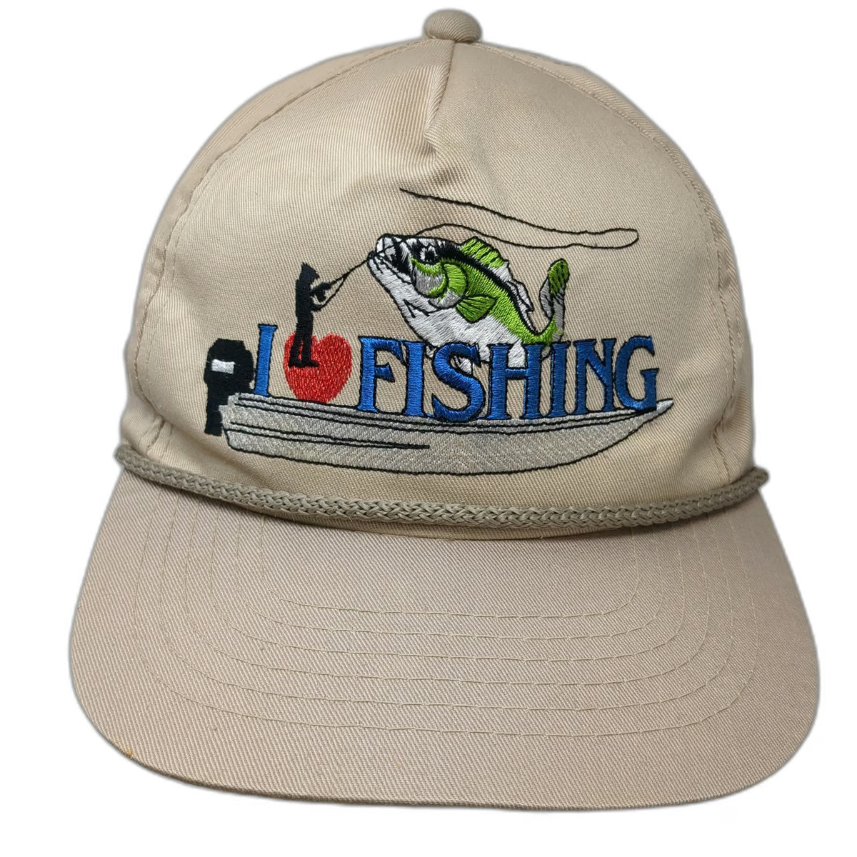 Dorfman Pacific Trucker Beige One Size Hat Rope Brim Fishing Bass Snapback Boat