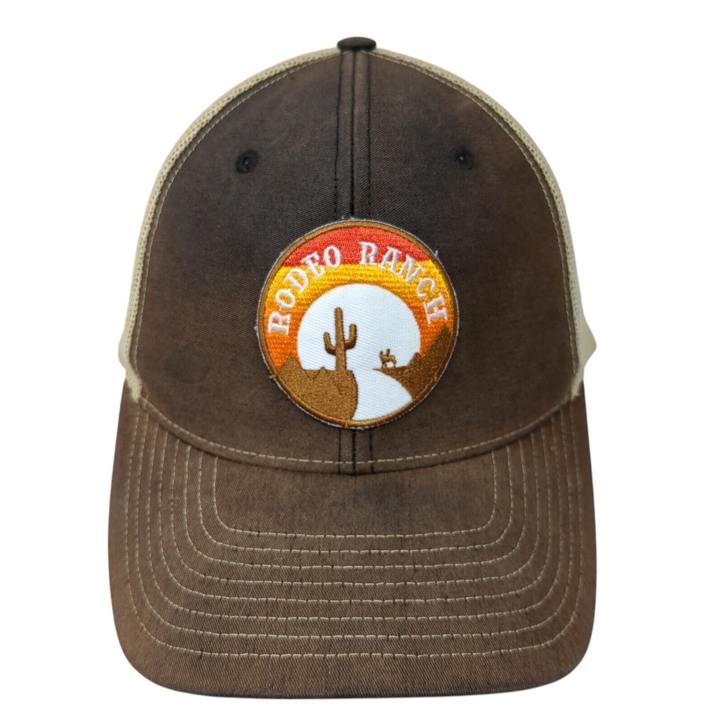 Rodeo Ranch Snapback Trucker Hat Brown One Size Adjustable Mesh Back Richardson