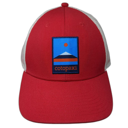 Cotopaxi Trucker Hat Red White One Size Mesh Back Snapback Mountain Patch Cotton