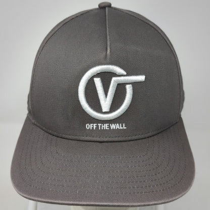 Vans 5 Panel Gray One Size Snapback Hat Off The Wall Logo Structured Embroidered