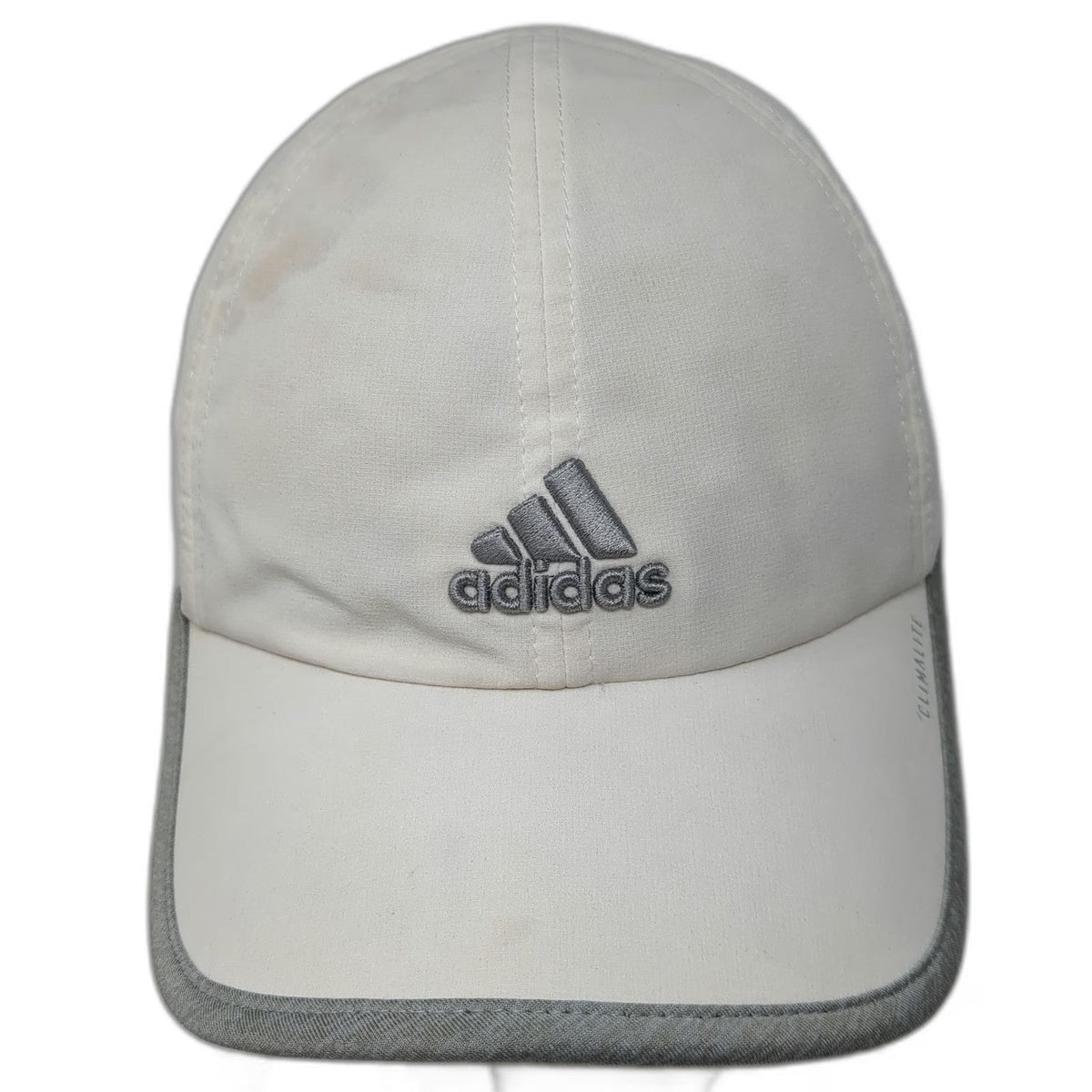 Adidas Baseball Cap White Gray One Size Climalite Strapback Curved Brim Hat