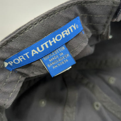 Port Authority Baseball Cap Gray OSFM Teal Embroidered Logo Hat Strapback Cotton