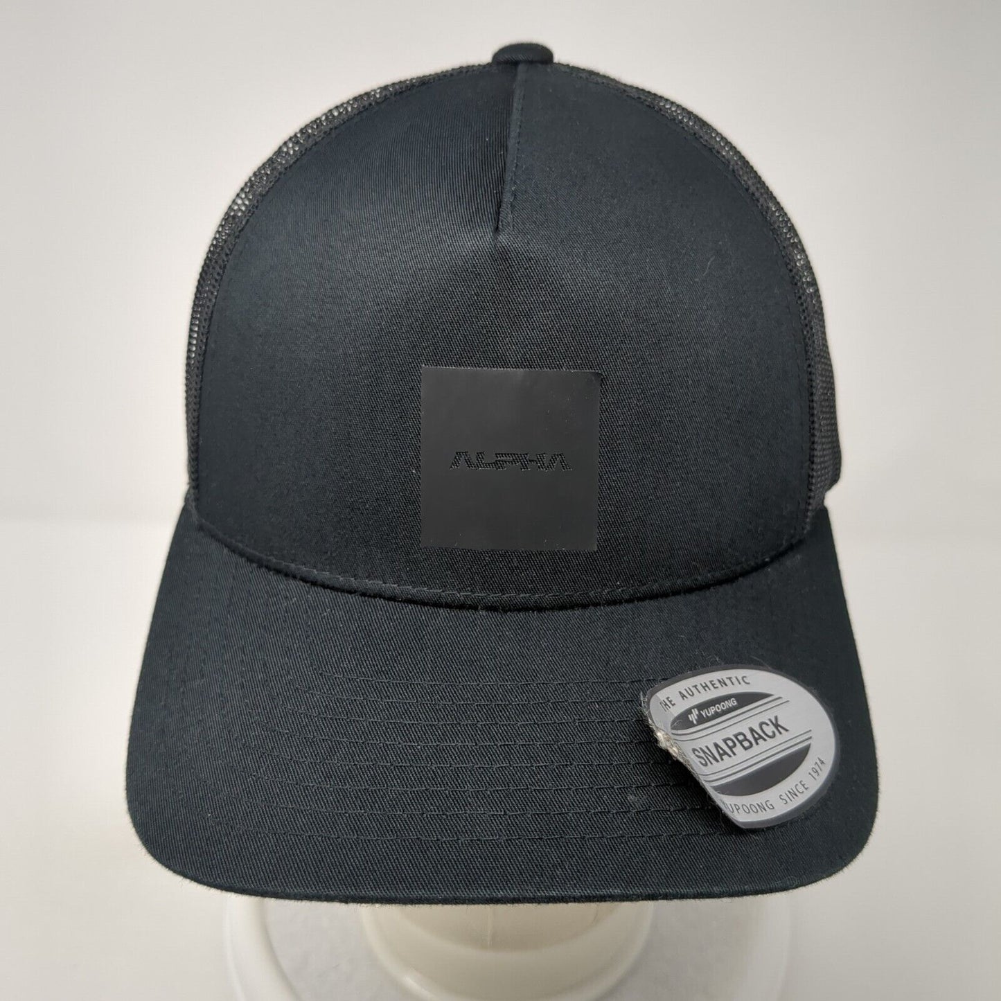 Alpha Snapback Mesh Back Trucker Hat Black One Size Adjustable Yupoong