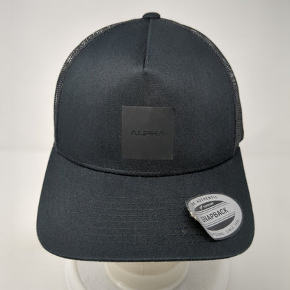 Alpha Snapback Mesh Back Trucker Hat Black One Size Adjustable Yupoong