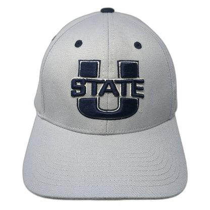 Zephyr Utah State Aggies NCAA Gray Cap XL Stretch Fit Embroidered Logo Team Hat