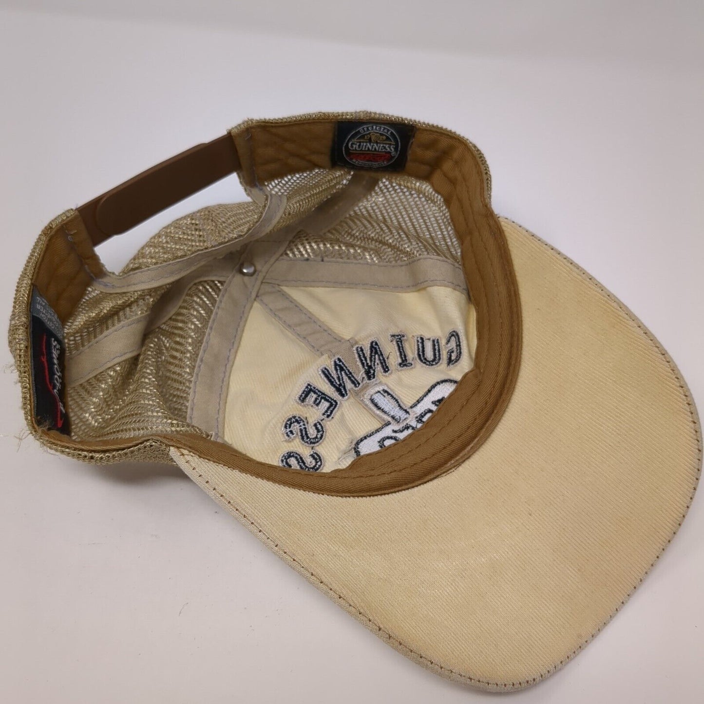 Guinness 1759 Snapback Trucker Hat Tan One Size Adjustable Mesh Back Bio-Domes