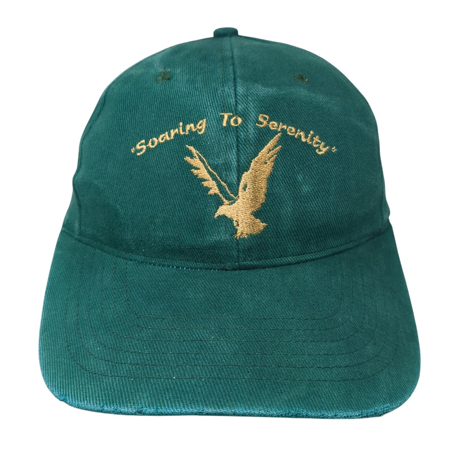 Soaring To Serenity Slideback Hat Green One Size Adjustable Embroidered