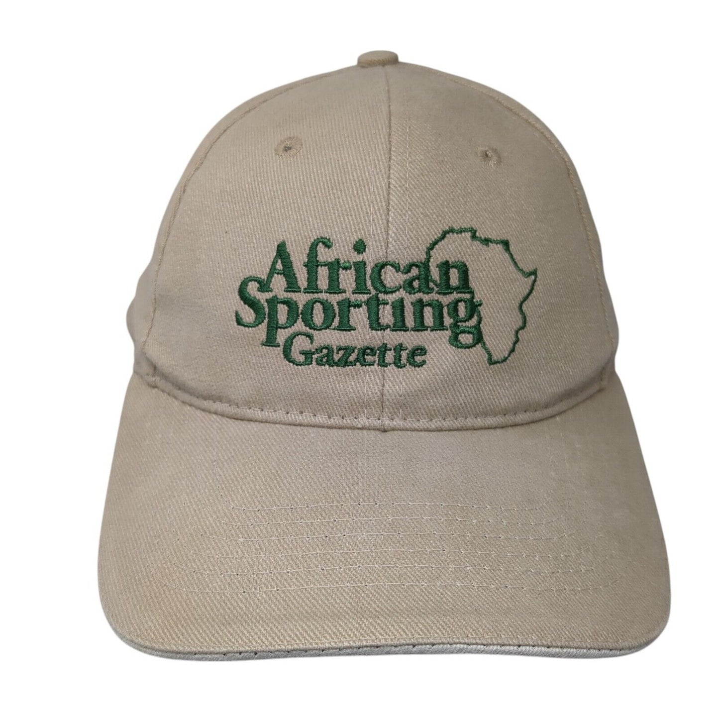 African Sporting Gazette Strapback Hat Tan One Size Adjustable Embroidered