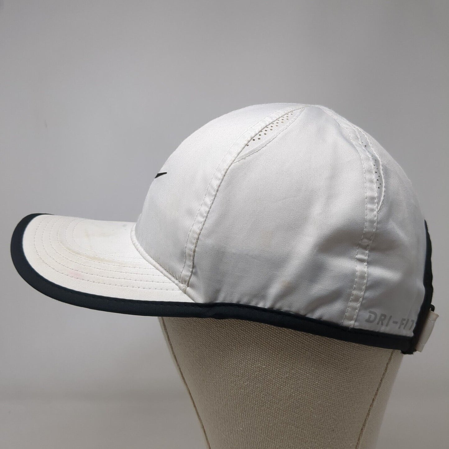 Nike Dri-Fit Strapback Hat White One Size Featherlight Black Trim