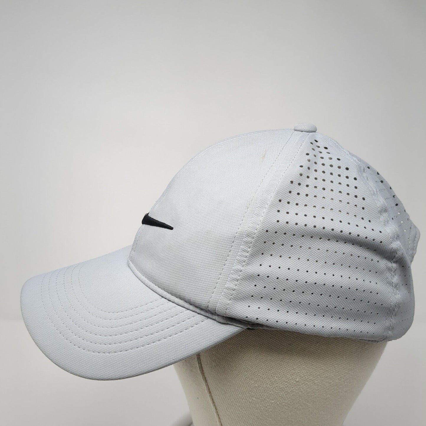 Nike Golf Strapback Hat Gray One Size Adjustable Swoosh Laser Cut