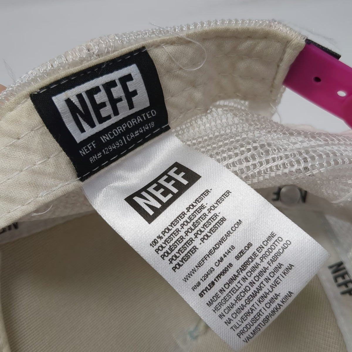 NEFF Trucker Hat Blue Pink One Size Mesh Snapback Polyester Hat Small Logo