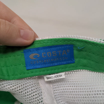 Costa Strapback Mesh Back Trucker Hat Green One Size Embroidered Colorblock