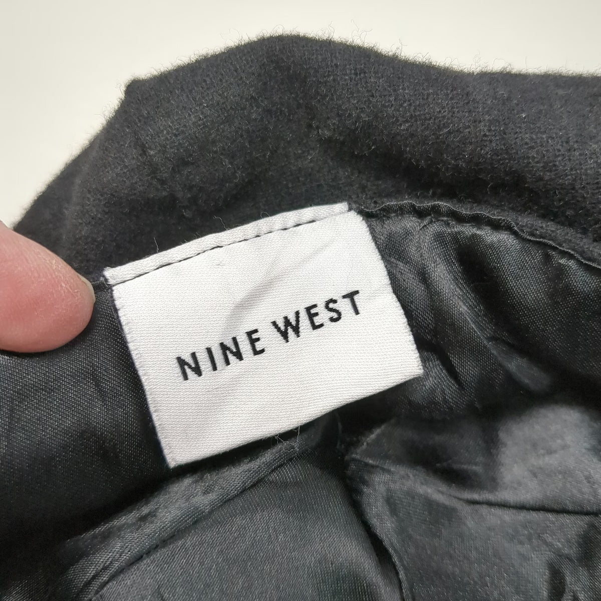 Nine West Army Cap Black One Size Wool Blend Buckle Strap Fashion Flat Top Hat