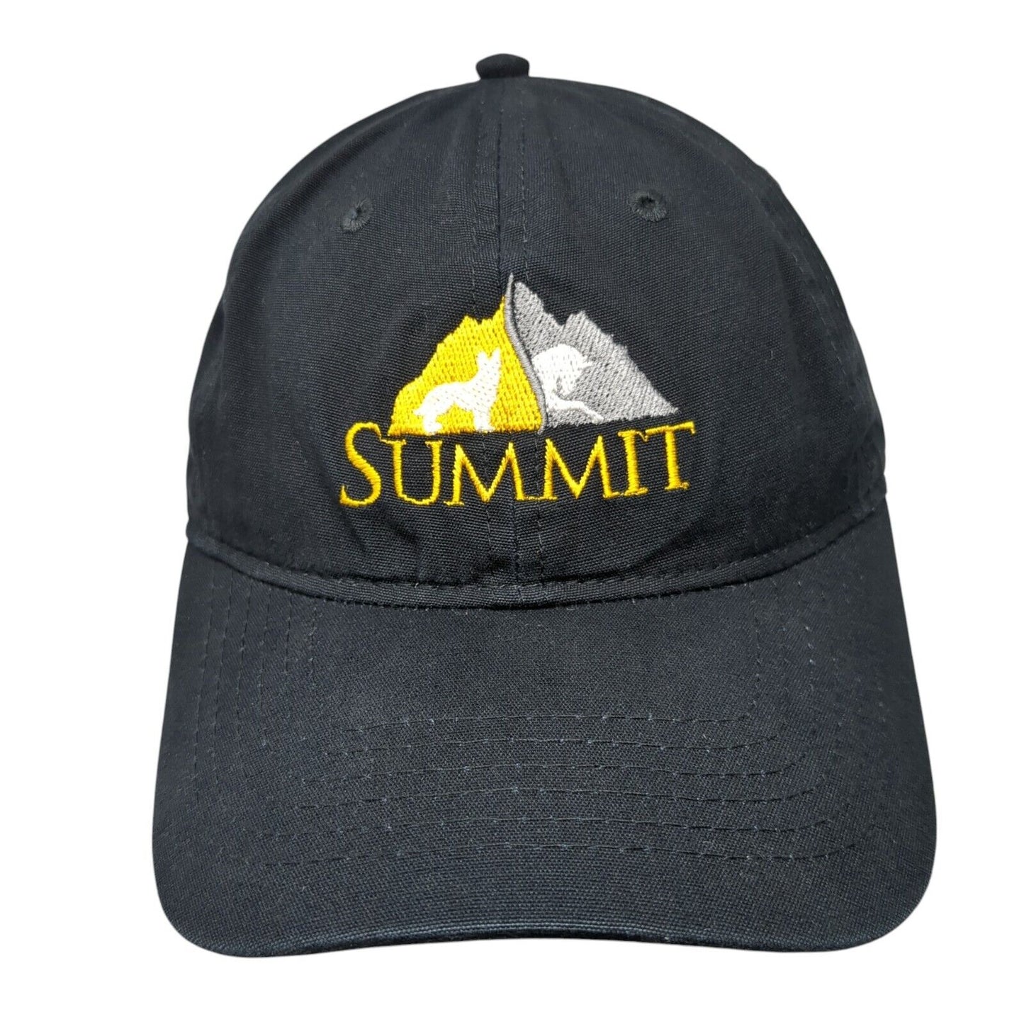 Summit Strapback Hat Black OS Adjustable Embroidered 6 Panel Port & Company
