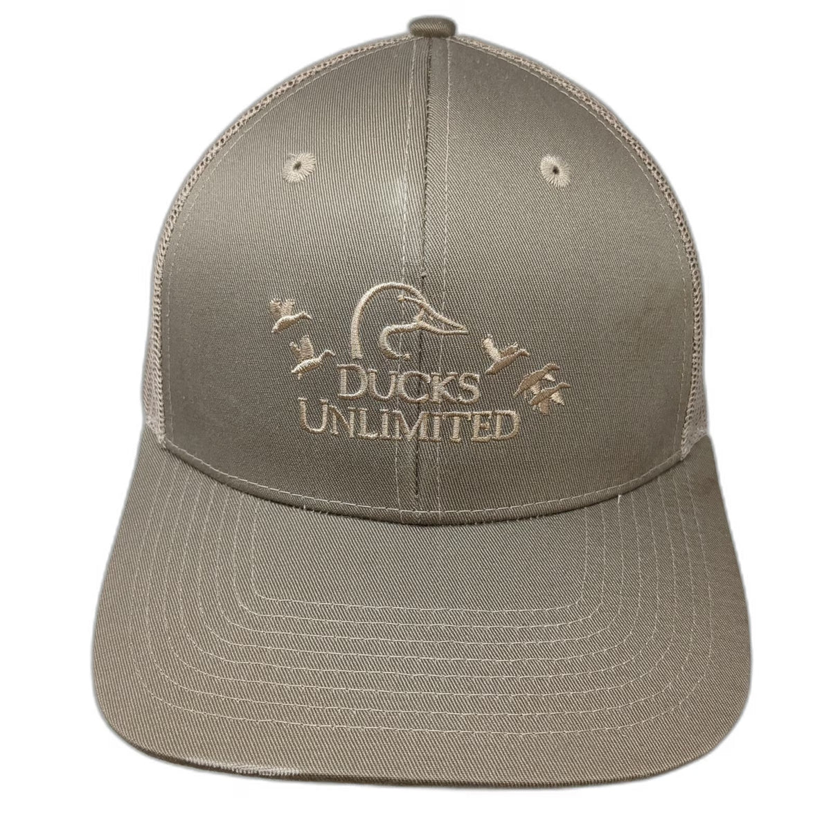 Beige Trucker Hat One Size Ducks Unlimited Volunteer Mesh Snapback Hunting Logo