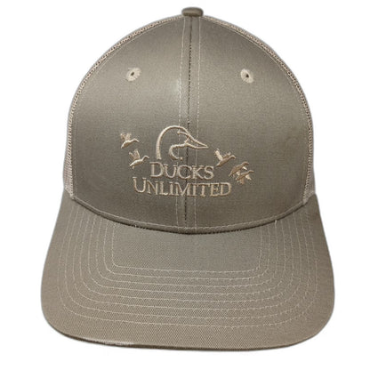 Beige Trucker Hat One Size Ducks Unlimited Volunteer Mesh Snapback Hunting Logo