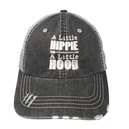 A Little Hippie A Little Hood Strapback Trucker Hat Gray One Size Mesh Back