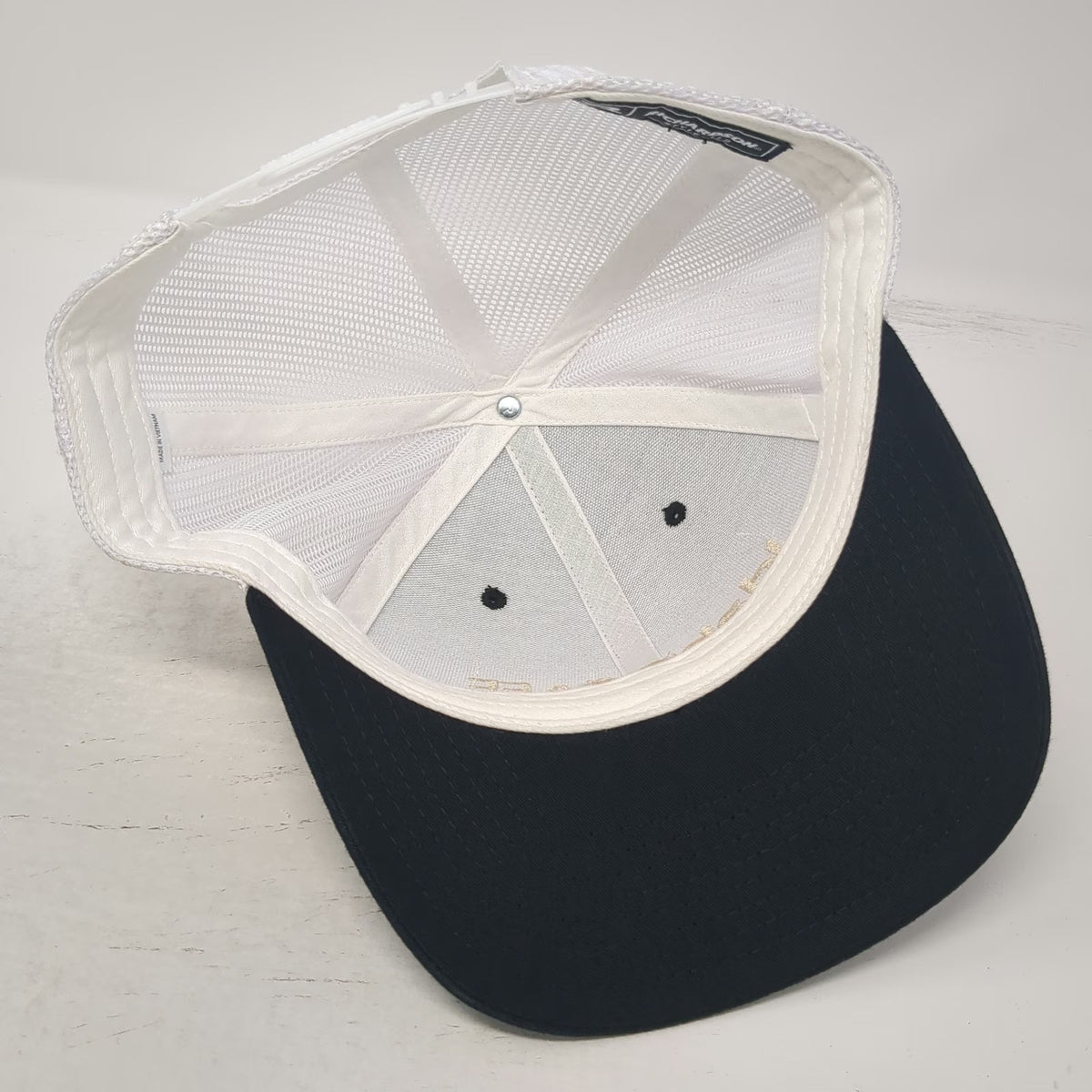 Richardson Trucker Hat Black White One Size IdahoCAFE Logo Mesh Back Snapback