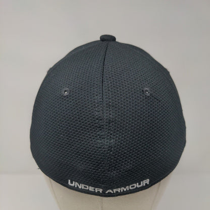 Under Armour Youth Fitted Hat Black Size S/M Lightweight Vented Holes 6 Panel