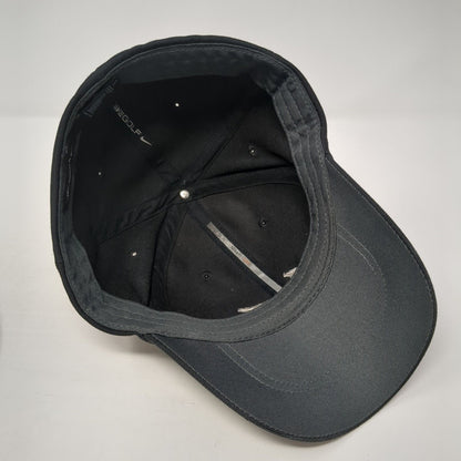 Nike One Fitted Golf Hat Black M/L Embroidered Swoosh Solid 6 Panel