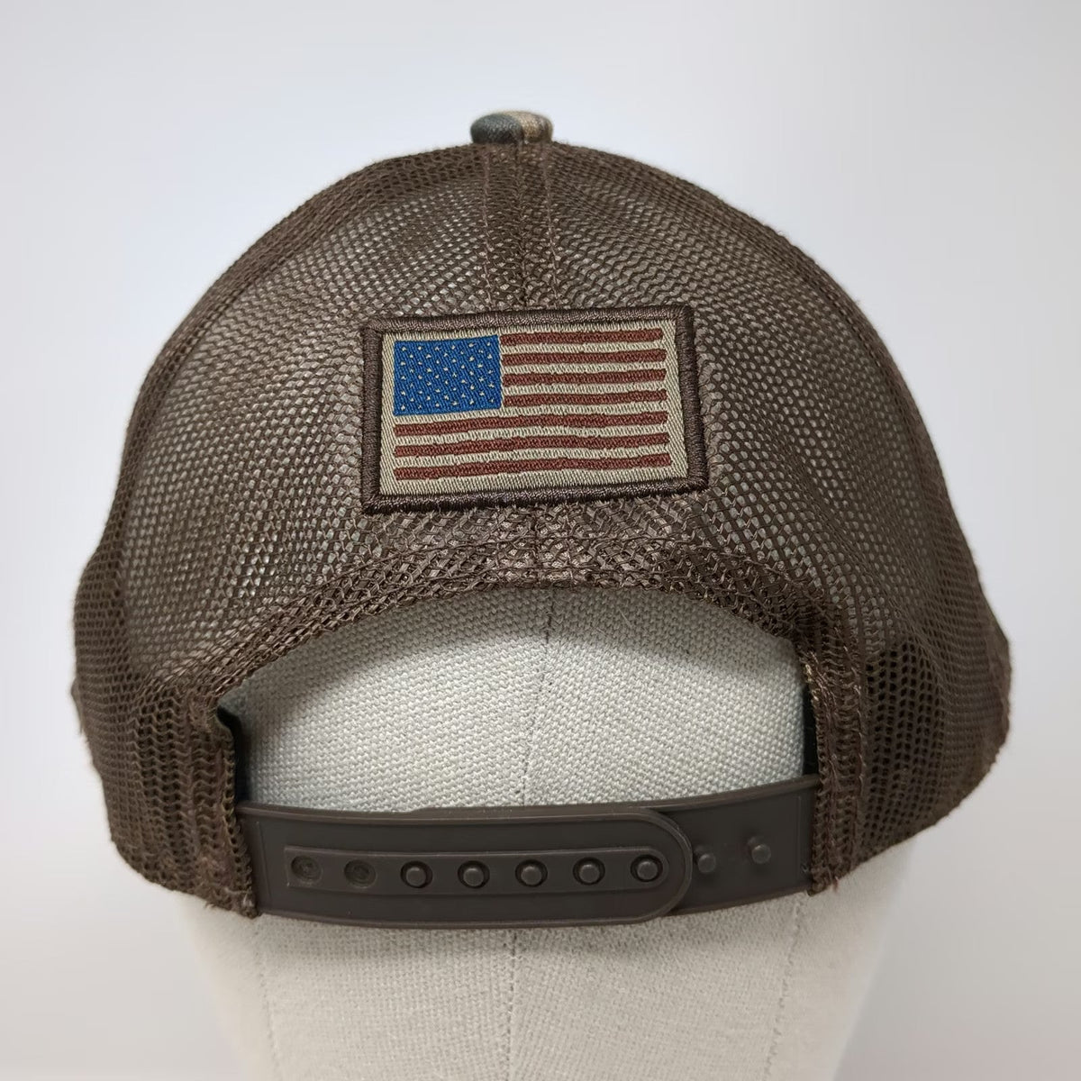 Ducks Unlimited Trucker Hat Brown Camo One Size Mesh Snapback Flag Duck Logo