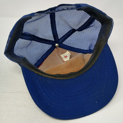 Trucker Hat Red Blue B & J Elevators Ririe Idaho Mesh Grain Elevator Vintage