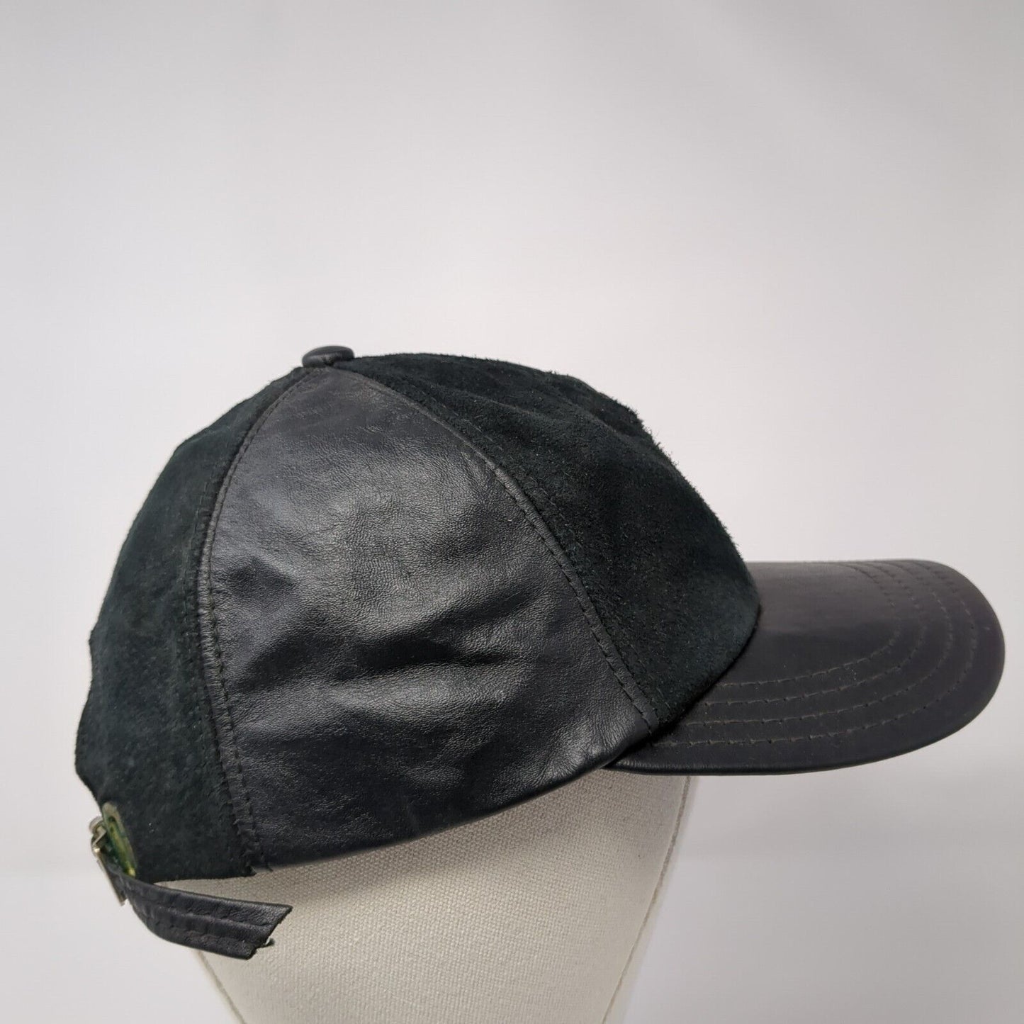 Unbranded Slideback Hat Black One Size Adjustable Genuine Leather Blank