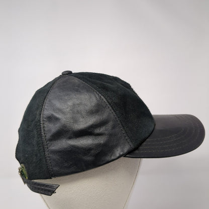 Unbranded Slideback Hat Black One Size Adjustable Genuine Leather Blank