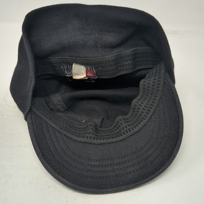 Quiksilver Army Cap Black One Size Hat Side Logo Patch Flat Brim Cotton Twill