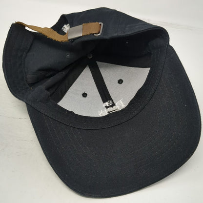 Peet's Coffee Baseball Cap Black One Size Leather Strap Slideback 6 Panel Hat