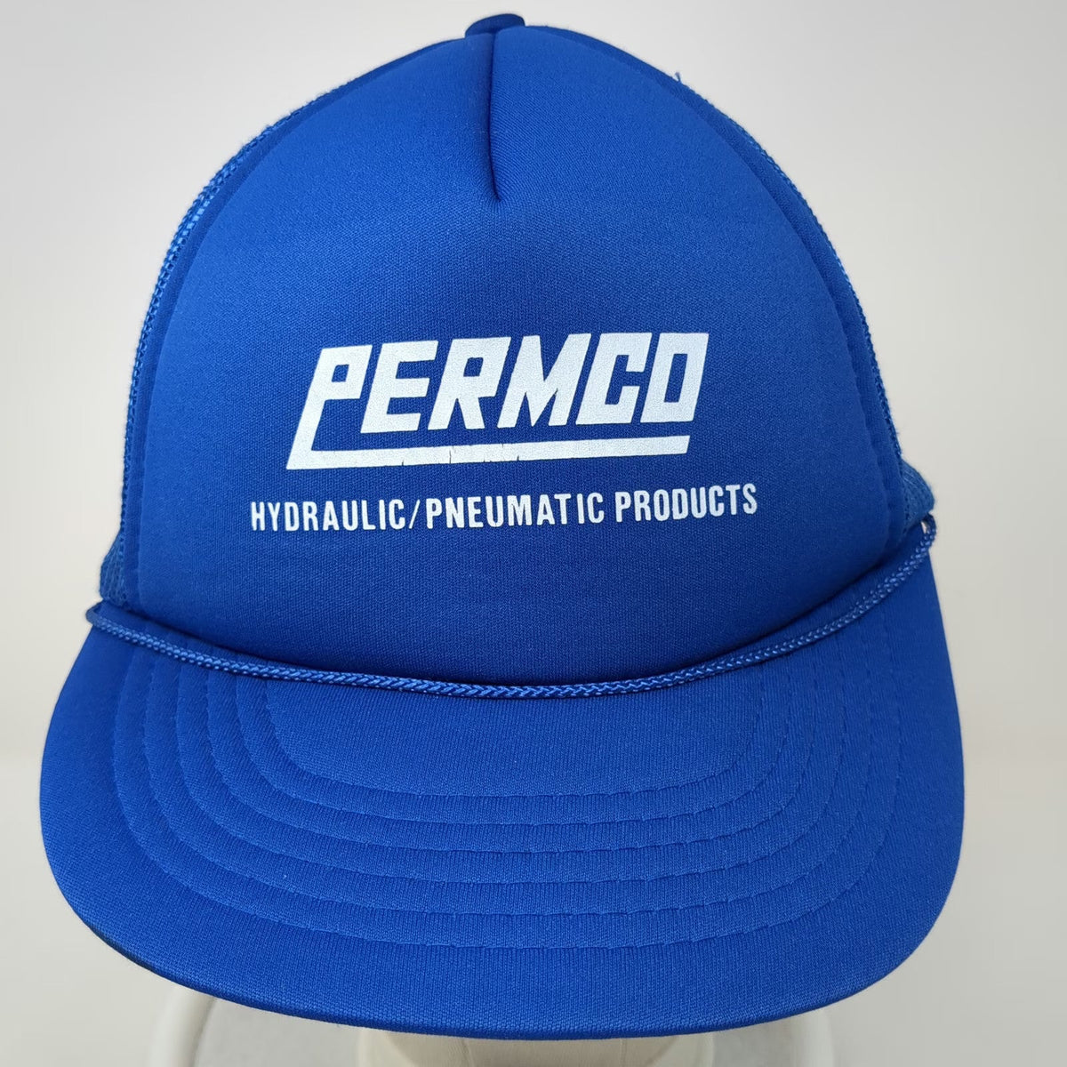 Mad Hatter Permco Blue One Size Trucker Hat Mesh Snapback Rope Foam Hydraulic