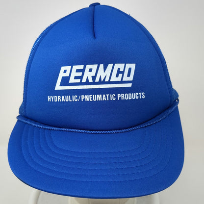 Mad Hatter Permco Blue One Size Trucker Hat Mesh Snapback Rope Foam Hydraulic