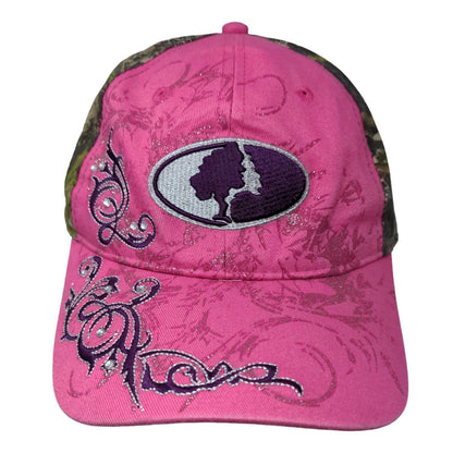 Signatures Girl's Strapback Hat Pink Camo Embroidered Logo Adjustable