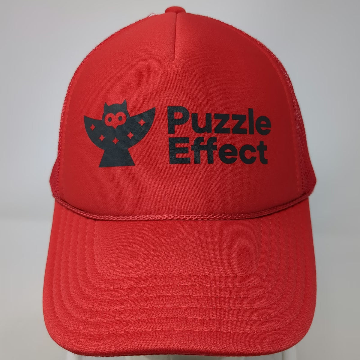Otto Trucker Hat Red One Size Puzzle Effect Owl Graphic Mesh Snapback Foam Front