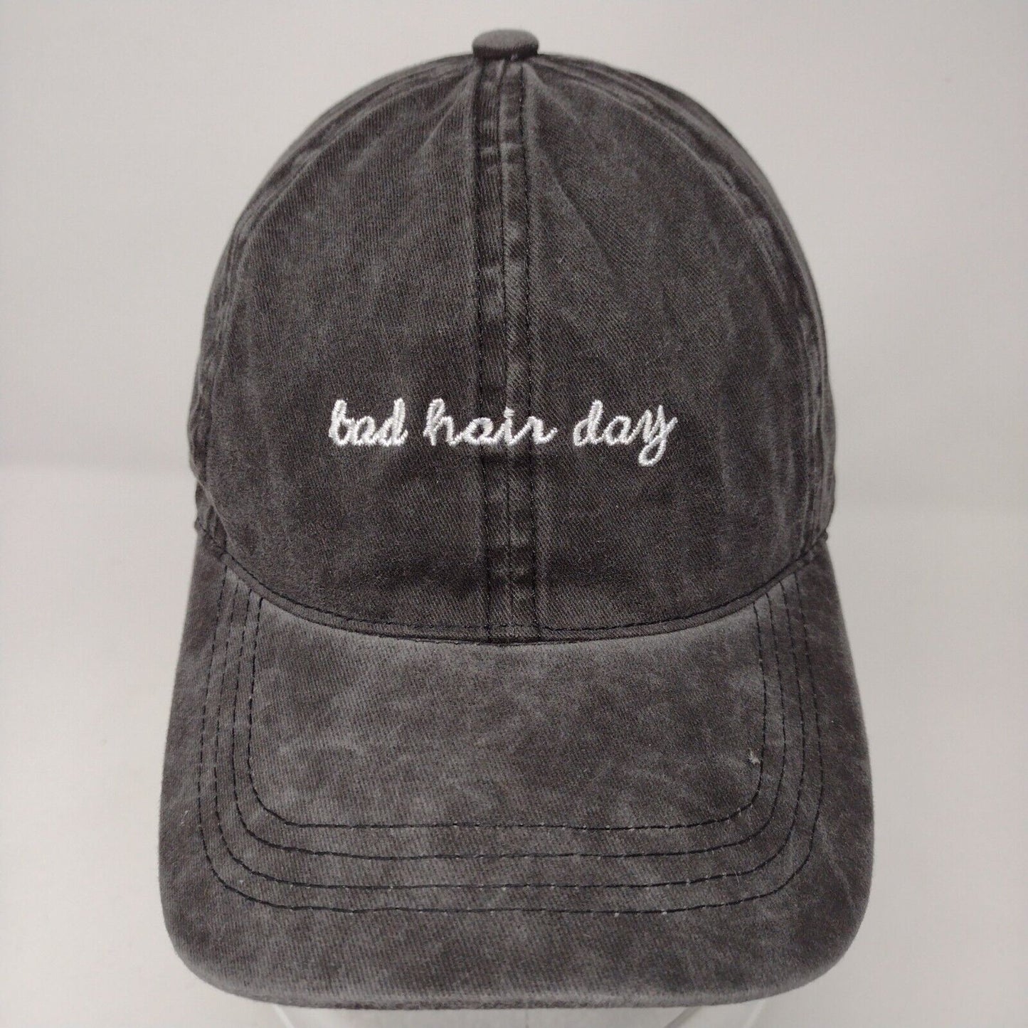 Bad Hair Day Slideback Hat Gray OSFM Adjustable Embroidered 6 Panel Cotton