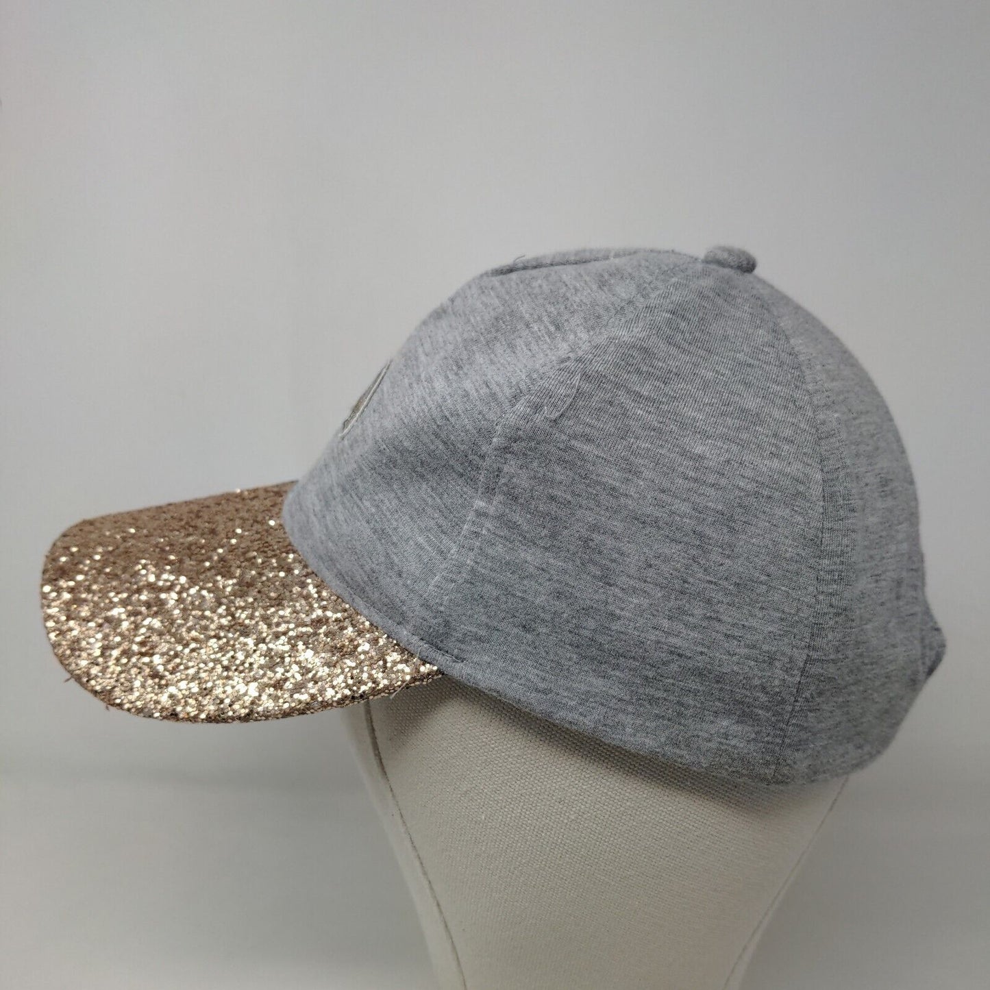 Justice Girl's Strapback Hat Gray Multi Size OS Sparkly Embroidered Rainbow Logo